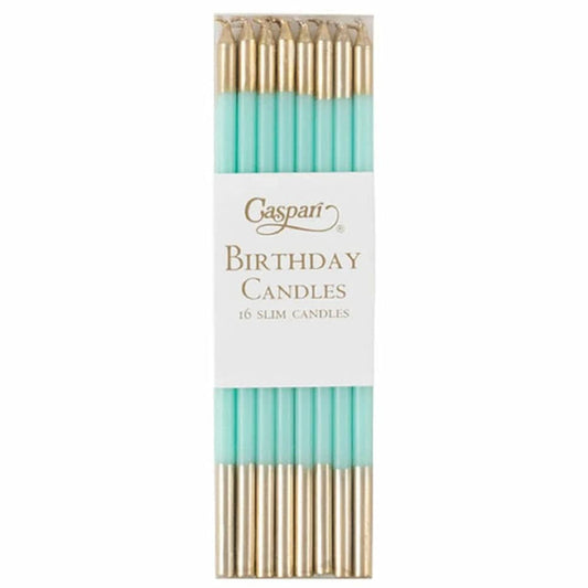 Caspari - Birthday Slims - Robins Egg and Gold - Findlay Rowe Designs