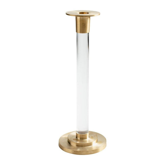 Caspari - Candlestick - Large Brass & Resin - Clear - Findlay Rowe Designs