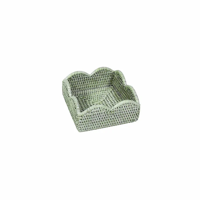 Caspari - Napkin Holders - Cocktail - Rattan Scalloped   - Green - Findlay Rowe Designs