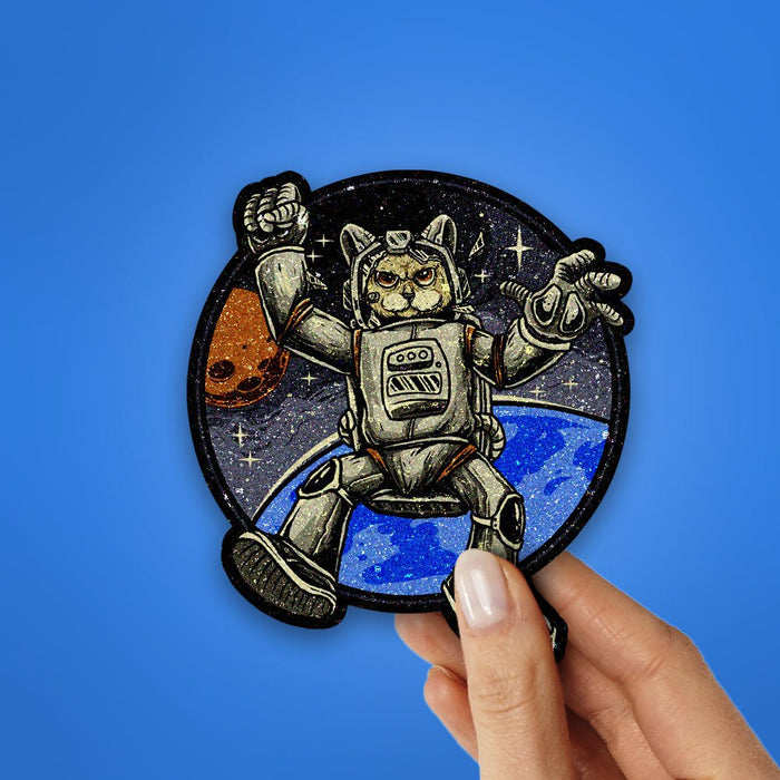 Cat Astronaut Glitter Sticker - Glitter Stickers | STICK IT UP