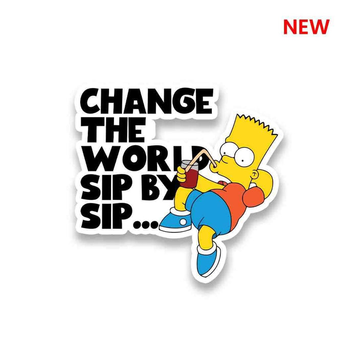 Change The World Sip By Sip Sticker - Stickers | STICK IT UP