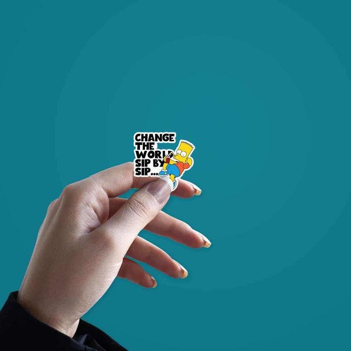 Change The World Sip By Sip Sticker - Stickers | STICK IT UP