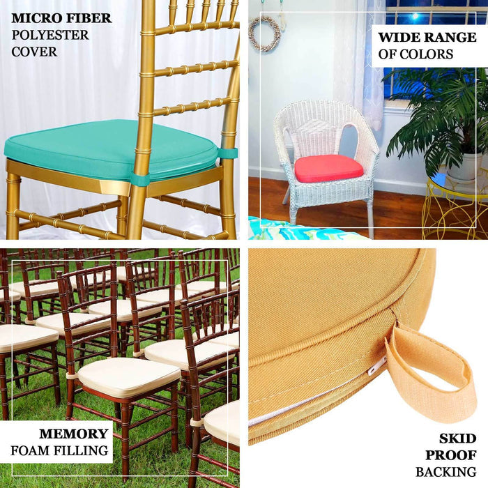 Colorful chair cushion covers with memory foam filling and skid-proof backing.