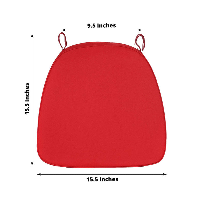 Red cushion measuring 9.5 x 15.5 inches, perfect for comfortable seating.