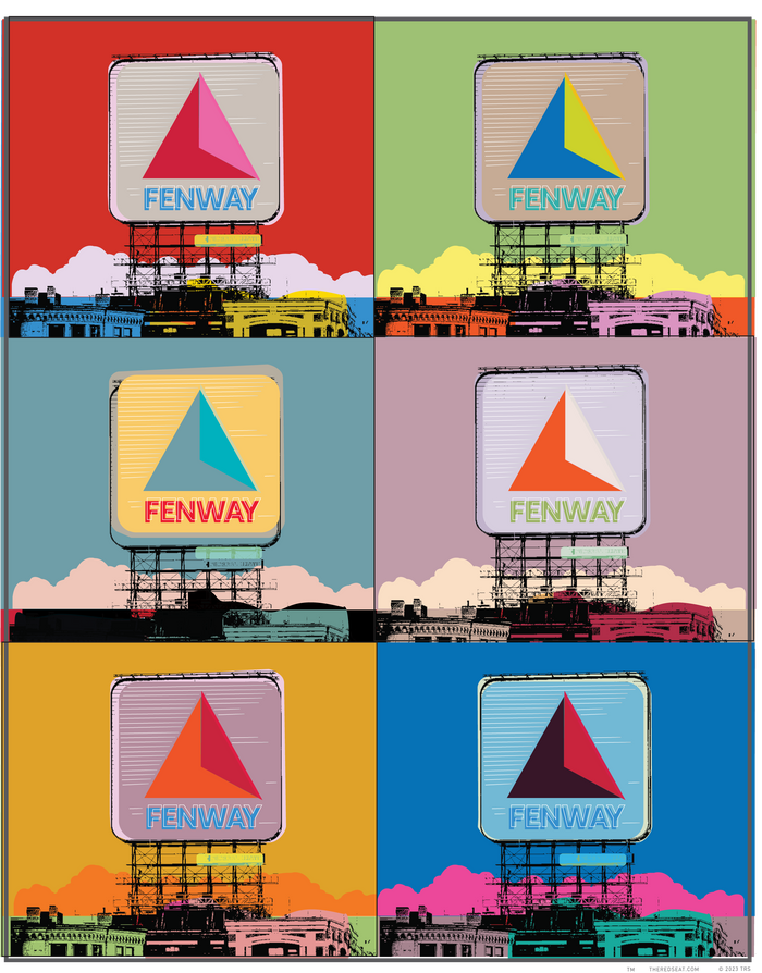6 boston fenway park citgo sign designs in the style of andy warhol
