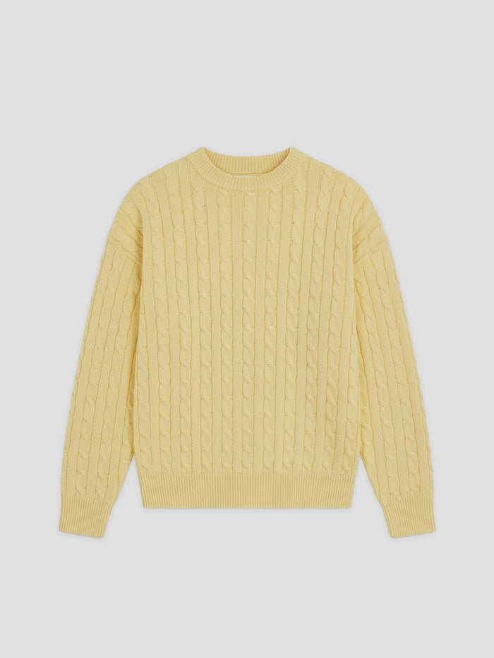 women's cable knit sweater butter yellow one dna brand