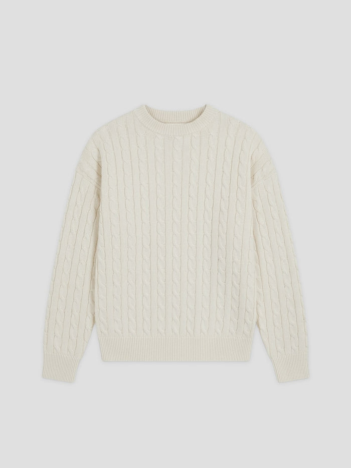 cotton cable knit sweater cream one dna brand