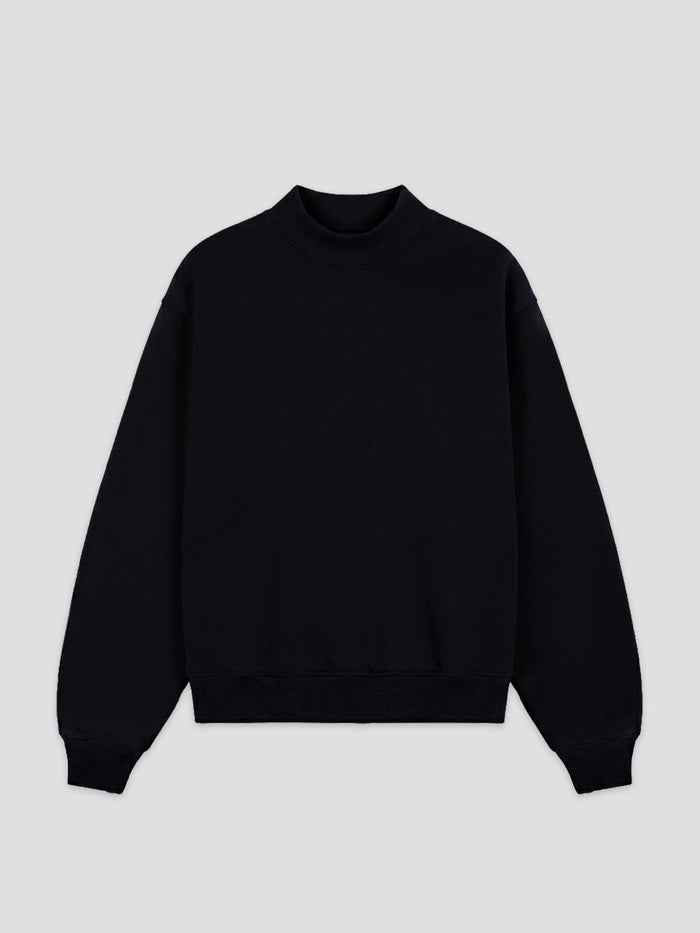 Black Mockneck Sweatshirt Heavyweight Cotton-Blend Sweatshirt One Dna Brand