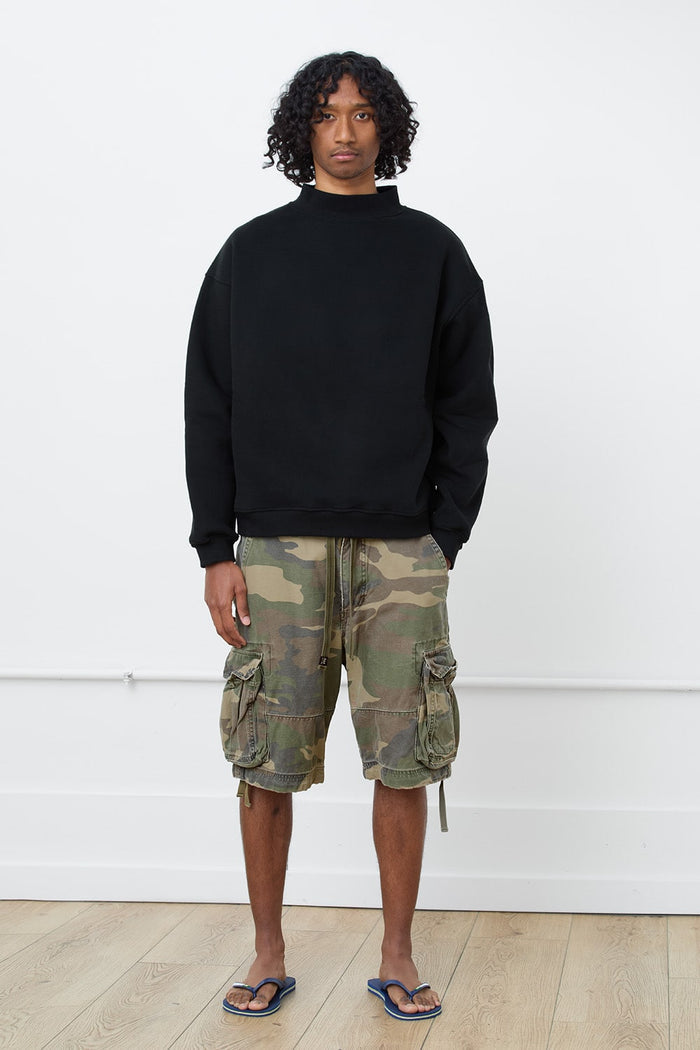 Core Mock Neck Sweatshirt in Black