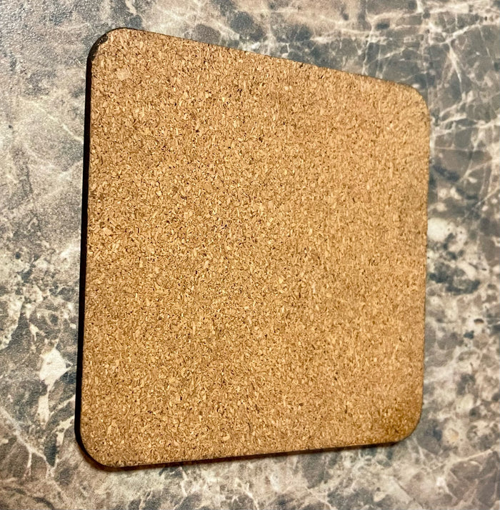 Cork backed wooden coaster