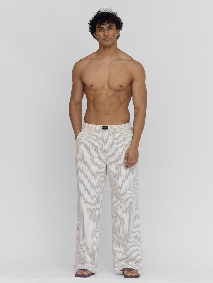 Cotton Lounge Lounge Pants in Khaki & Black Pinstripe