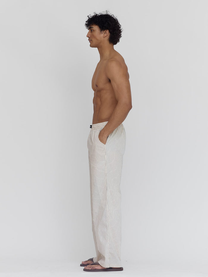 Cotton Lounge Lounge Pants in Khaki & Black Pinstripe