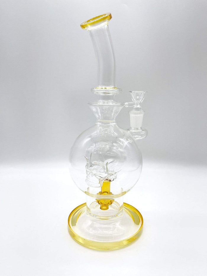 Smoke Station Water Pipe Gold Crystal Skull Water Pipe