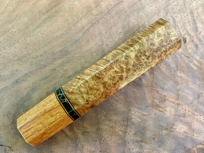 Custom Japanese Knife handle (wa handle) - Black Ash Burl