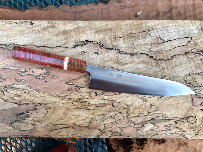 Custom Tsunehisa Ginsan 3 Migaki Gyuto 210  (8”) with Curly Mango