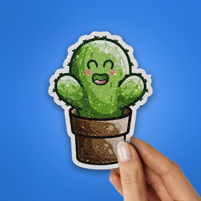 Cute Cactus Glitter Sticker - Glitter Stickers | STICK IT UP
