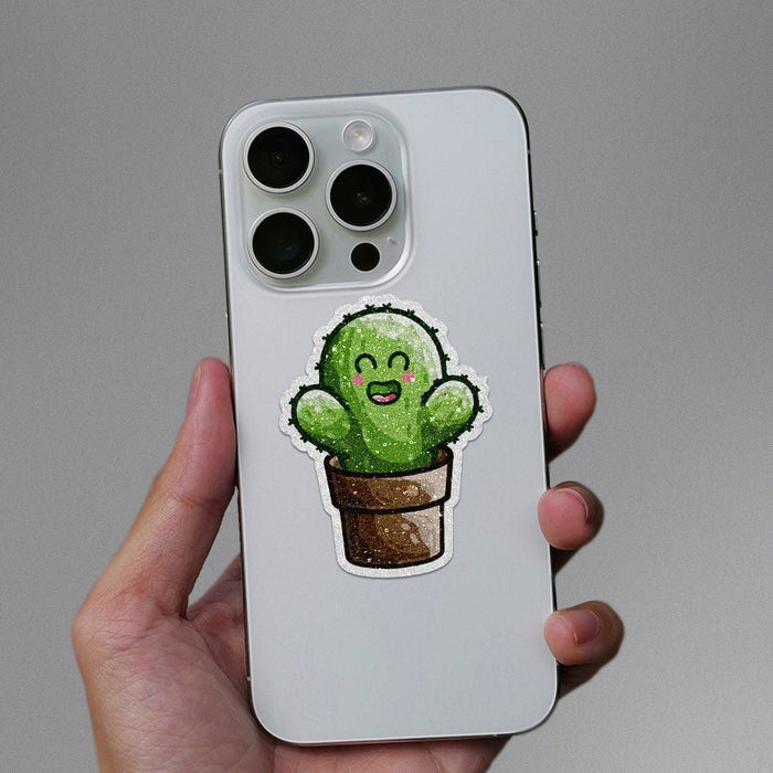 Cute Cactus Glitter Sticker - Glitter Stickers | STICK IT UP