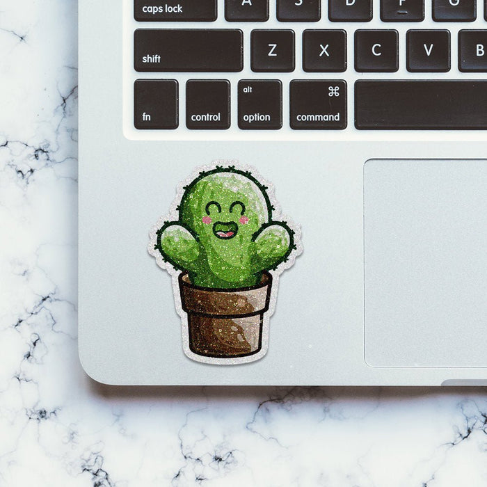 Cute Cactus Glitter Sticker - Glitter Stickers | STICK IT UP