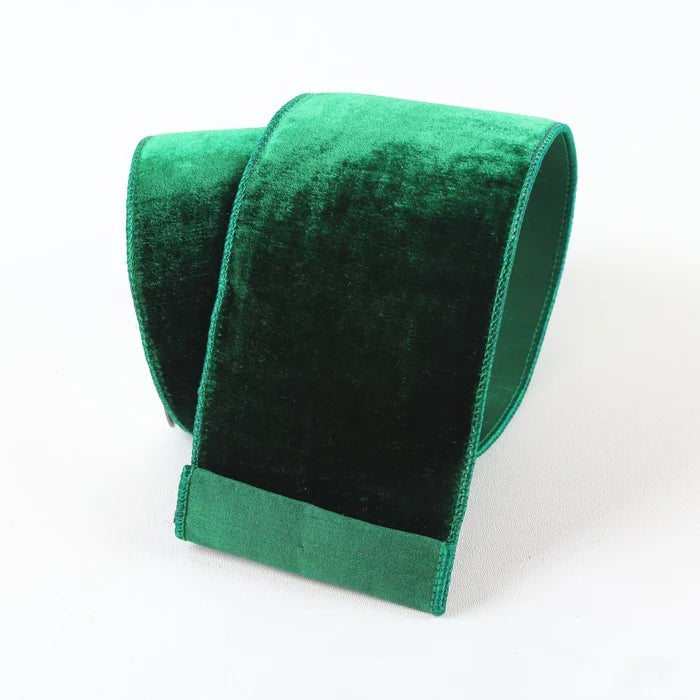 Emerald Green Velvet Ribbon, 4" X 10YD