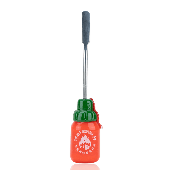 Empire Glassworks Sriracha Dabber with hot sauce bottle-inspired glass detail and metal working end