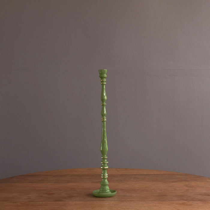 Encanto Leaf Green Crosby Candlestick Holder, Large