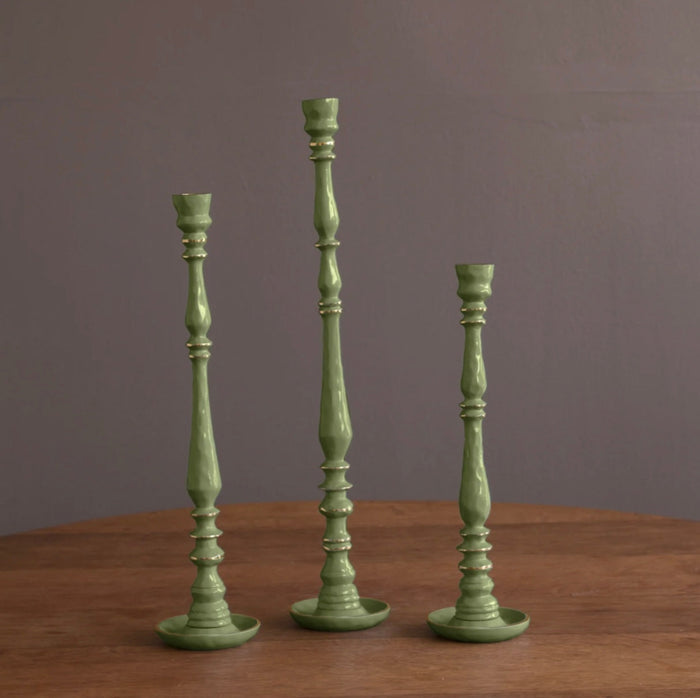 Encanto Leaf Green Crosby Candlestick Holder, Large