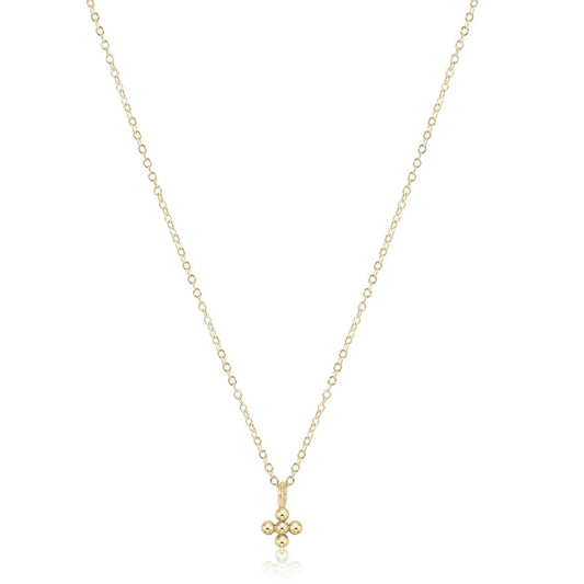 Enewton - necklace gold - classic beaded signature cross small gold charm - Findlay Rowe Designs