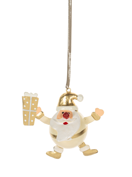 Gilded Santa & Snowman Ornaments