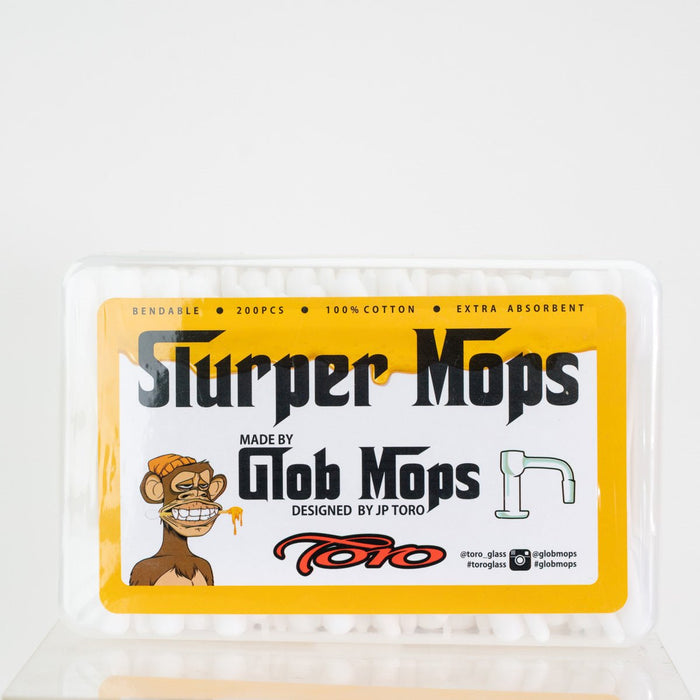 Top view of Glob Mops Slurper Mops cotton swabs packaging