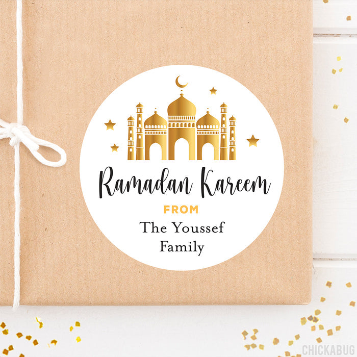 Gold Mosque Ramadan Kareem Labels