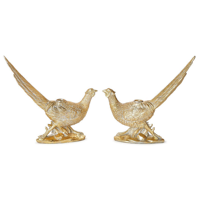 Golden Pheasant Taper Candleholder Set
