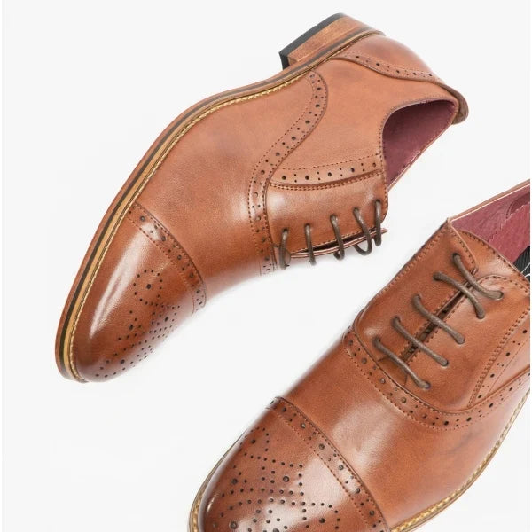 Goor - 5 Eyelet Brogue Oxford Shoe Tan