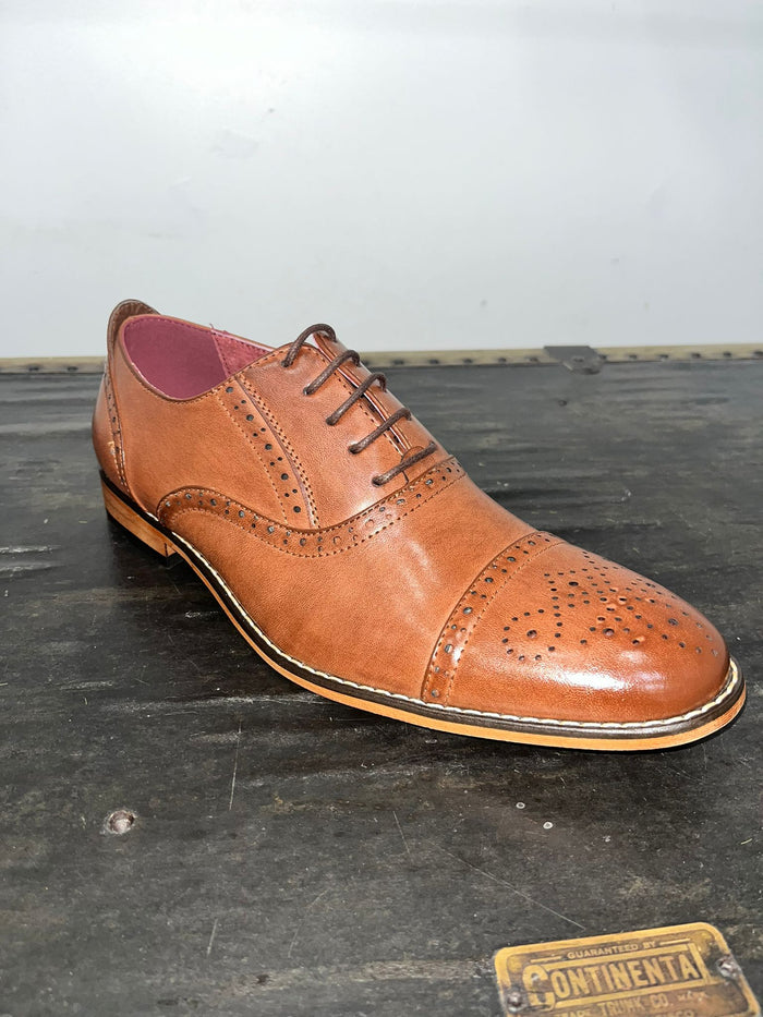 Goor - 5 Eyelet Brogue Oxford Shoe Tan