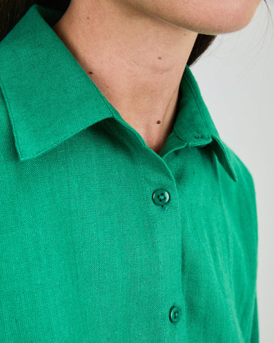 Green Boxy Squared Blouse – Linen & Ecovero Viscose by Brava Fabrics