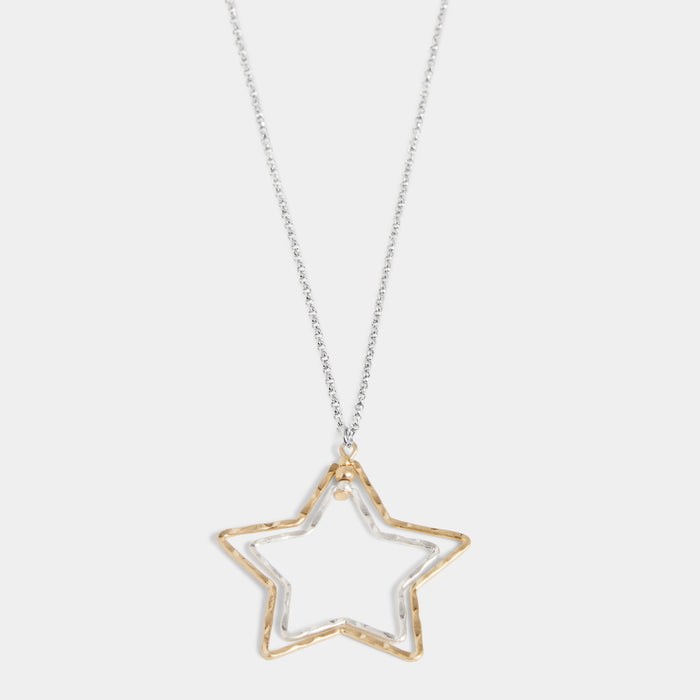 Whispers Hammered Star Necklace - Mixed Metal