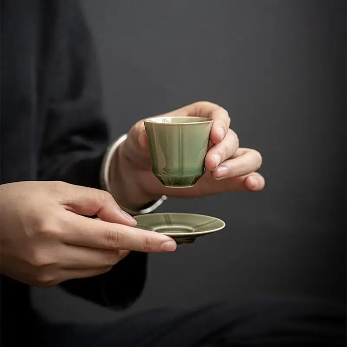 1set Beige Teacup (with saucer)