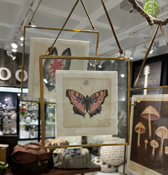 Hanging Glass & Brass Picture Frame - 7" x 7"
