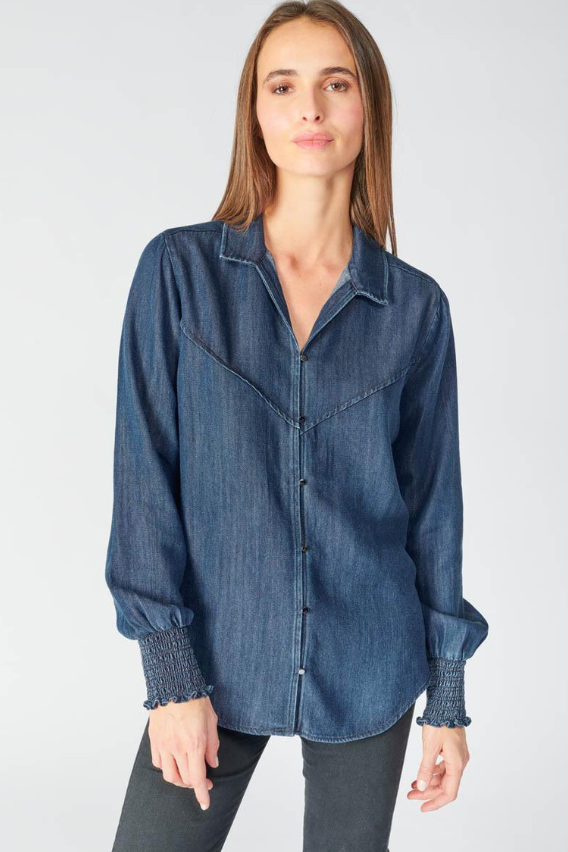 Heather Dark Blue Denim Shirt (Le Temp Des Cerises)