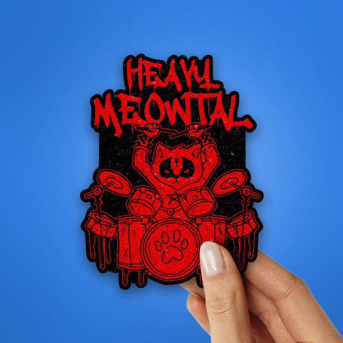 Heavy Meowtals Glitter Sticker - Glitter Stickers | STICK IT UP