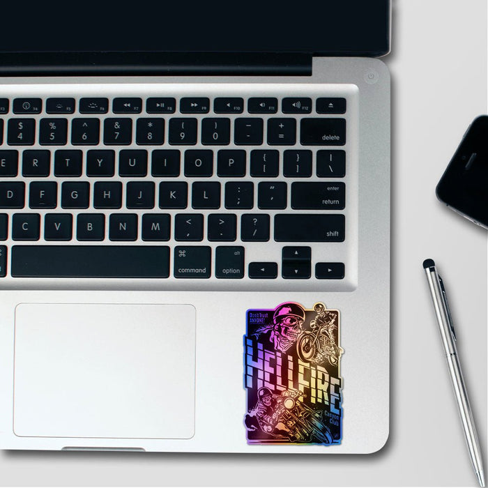 Hellfire Skull Badge Holographic Stickers - Holographic stickers | STICK IT UP