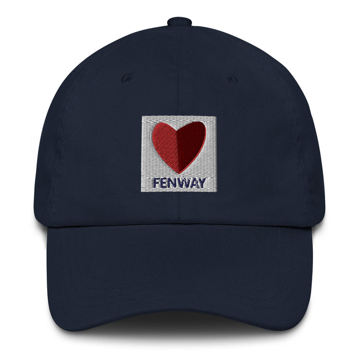 graphic of the citgo sign boston fenway as a heart embroidered on baseball hat