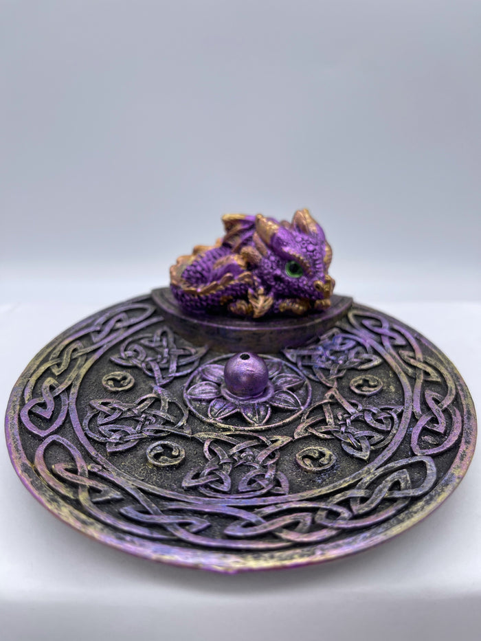 Iridescent Purple Baby Dragon Incense Stick Holder