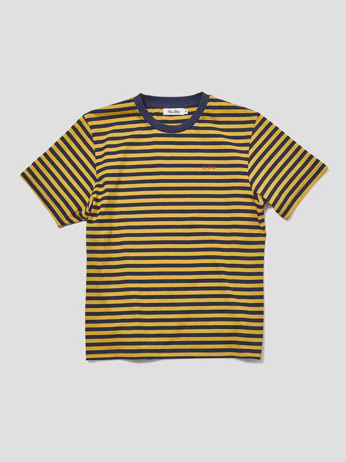 Jacob Men's Striped T-Shirt Navy & Yellow ONE DNA
