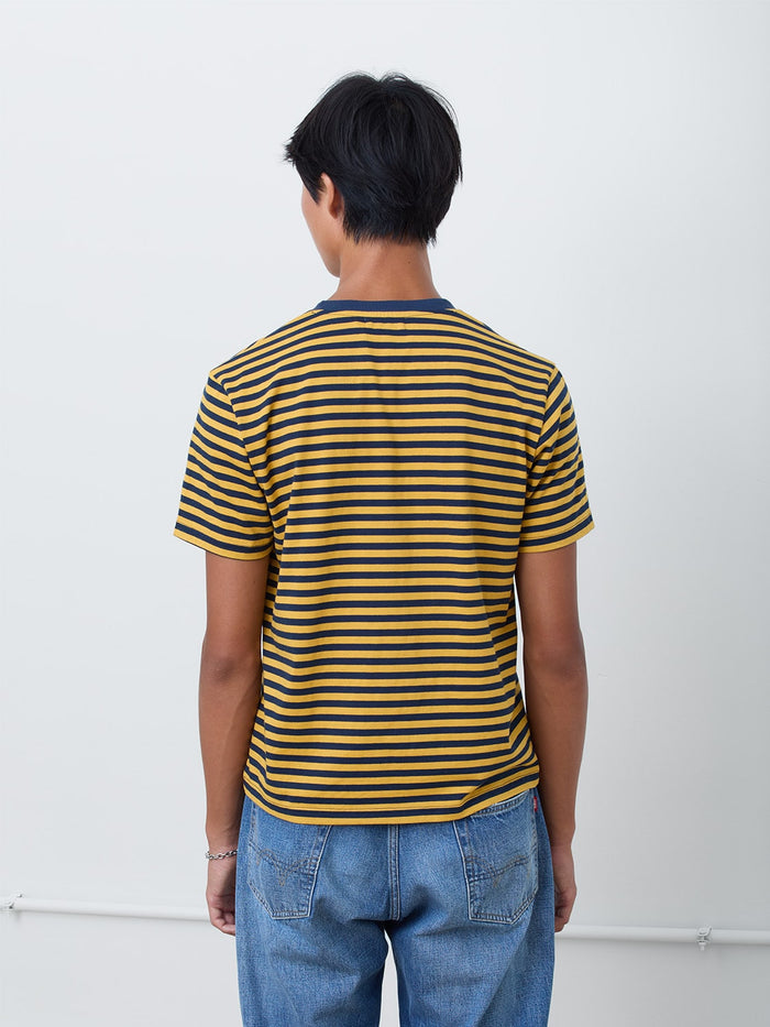 Jacob Men's T-Shirt in Navy & Yellow Stripe