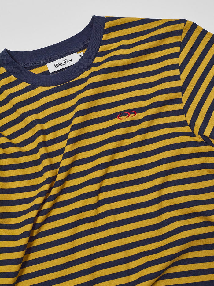 Men's Striped T-Shirt Navy & Yellow Detail
