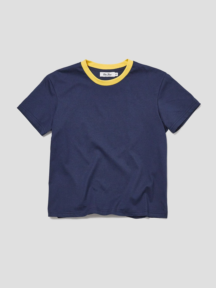 Jane Women's Ringer T-Shirt Navy & Yellow ONE DNA