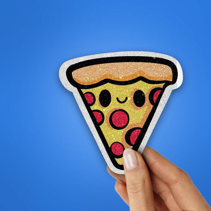 Kawaii Pizza Glitter Sticker - Glitter Stickers | STICK IT UP