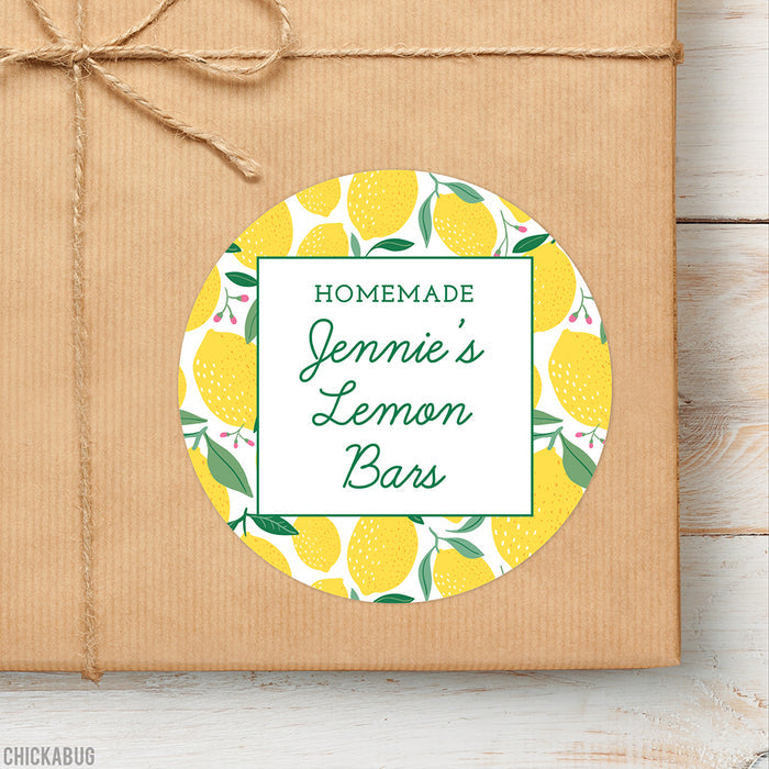 Lemon Pattern Food & Baking Gift Labels