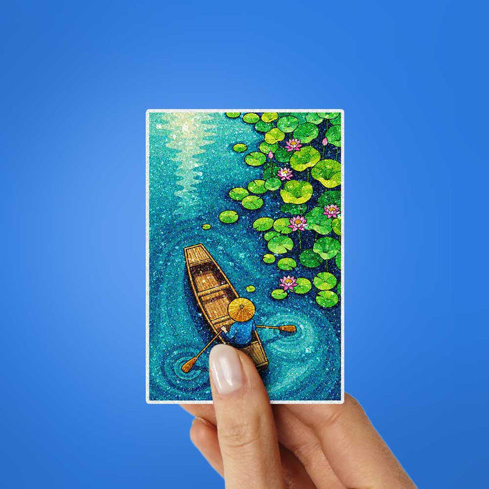 Lily Pond Rowboat Glitter Sticker - Glitter Stickers | STICK IT UP