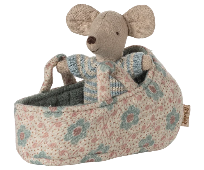 Maileg Baby Mouse in Carry Cot